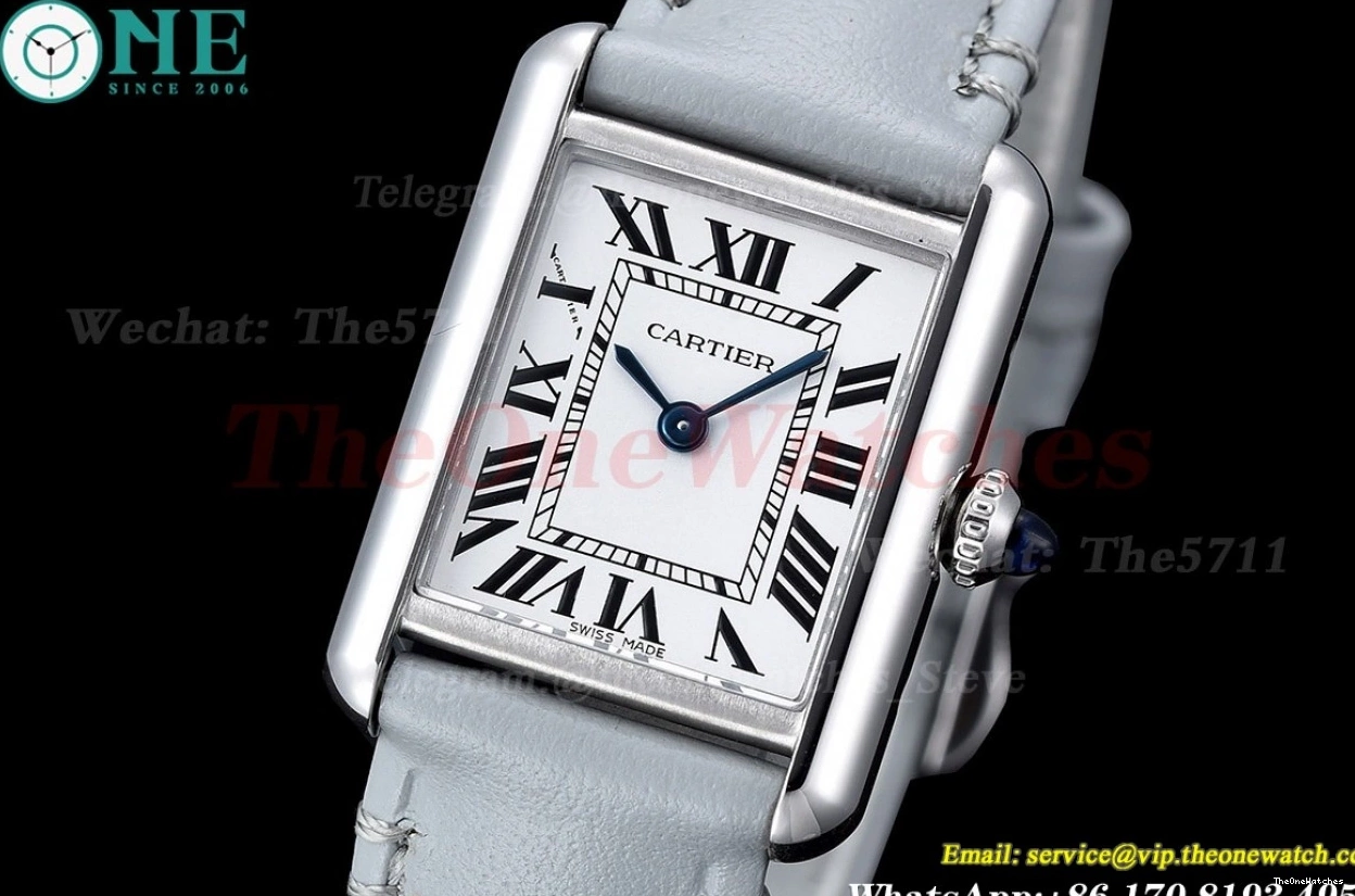 Small Leather Quartz Must On SS Grey Strap White K11F Tank LE dial 0206